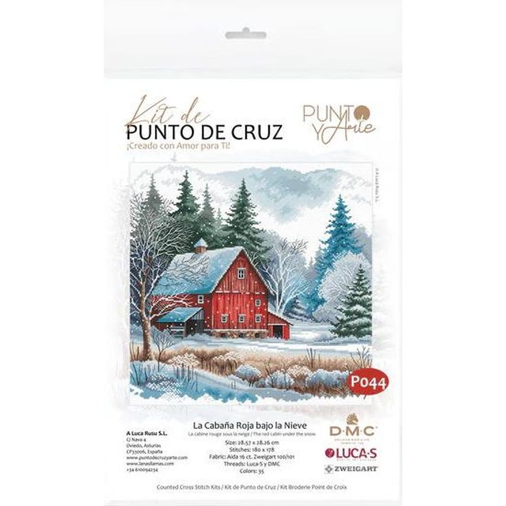Ava P044  kit de point croix compté  La cabane rouge  2