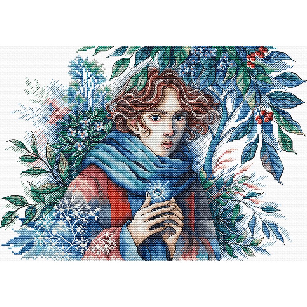 Ava P063  kit de point croix compté  visage en hiver