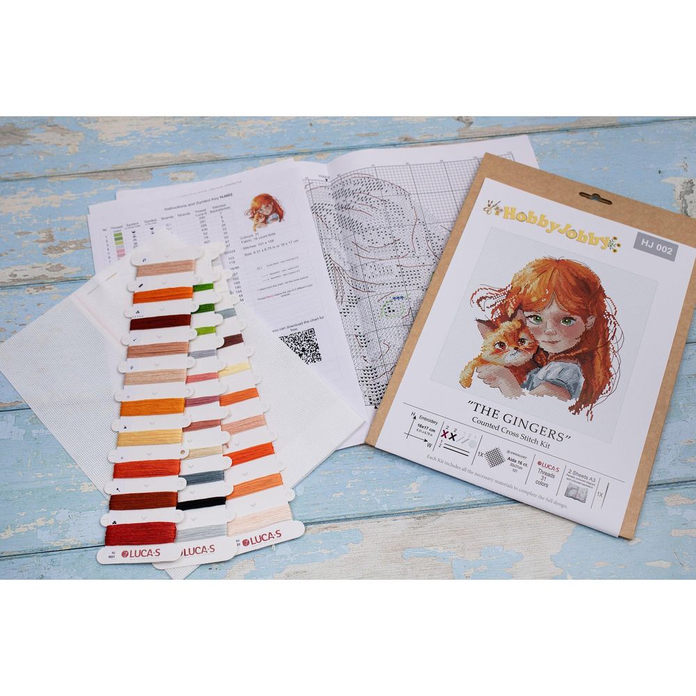 Hobby Jobby HJ002  kit point de croix  Fille et chat  2