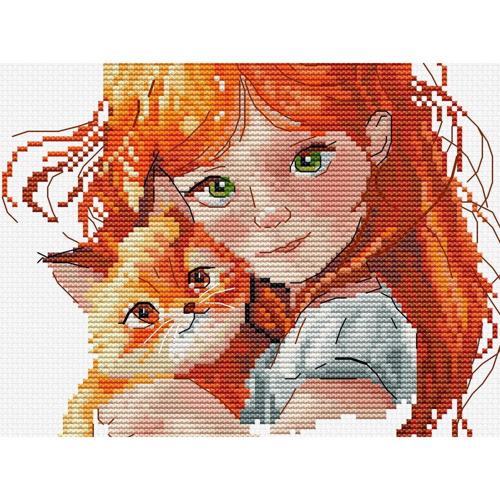 Hobby Jobby HJ002  kit point de croix  Fille et chat  5