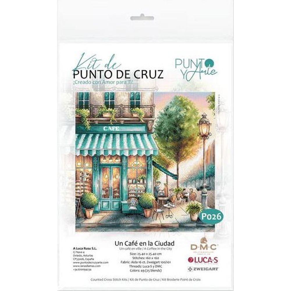 Ava P026  kit de point croix compté  Un café dans la ville  1