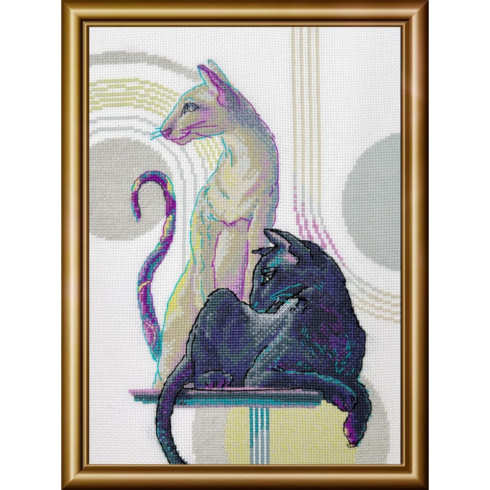 Aine A1011  kit point de croix  chats mystiques  1