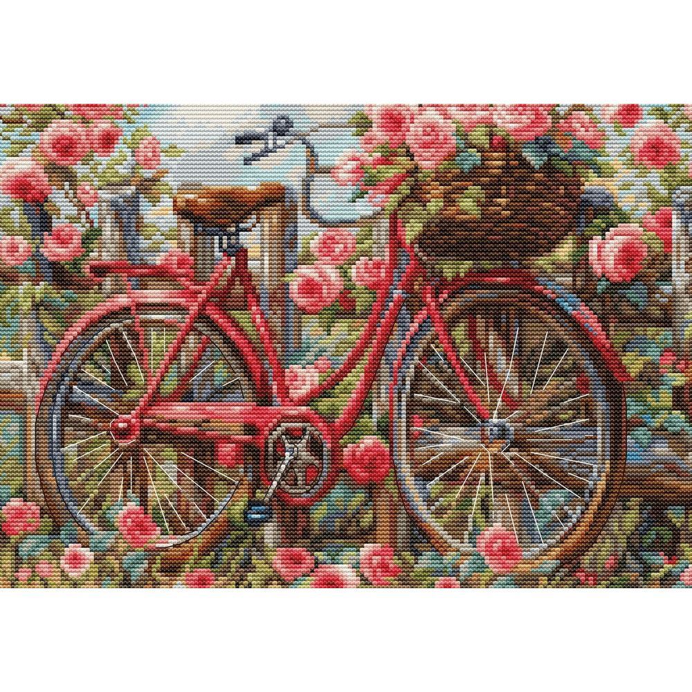 Luca-S BU5061  kit point de croix  Bicyclette aux roses  4