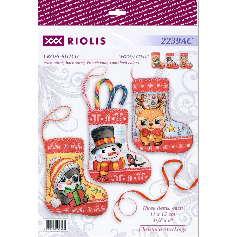 Riolis 2239 AC  kit point de croix  Bas de Noël  1
