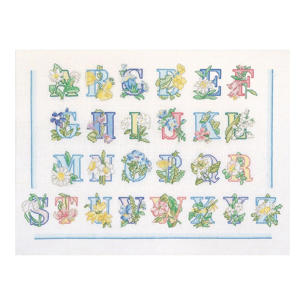 Thea Gouverneur 2089  kit point de croix  Alphabet floral