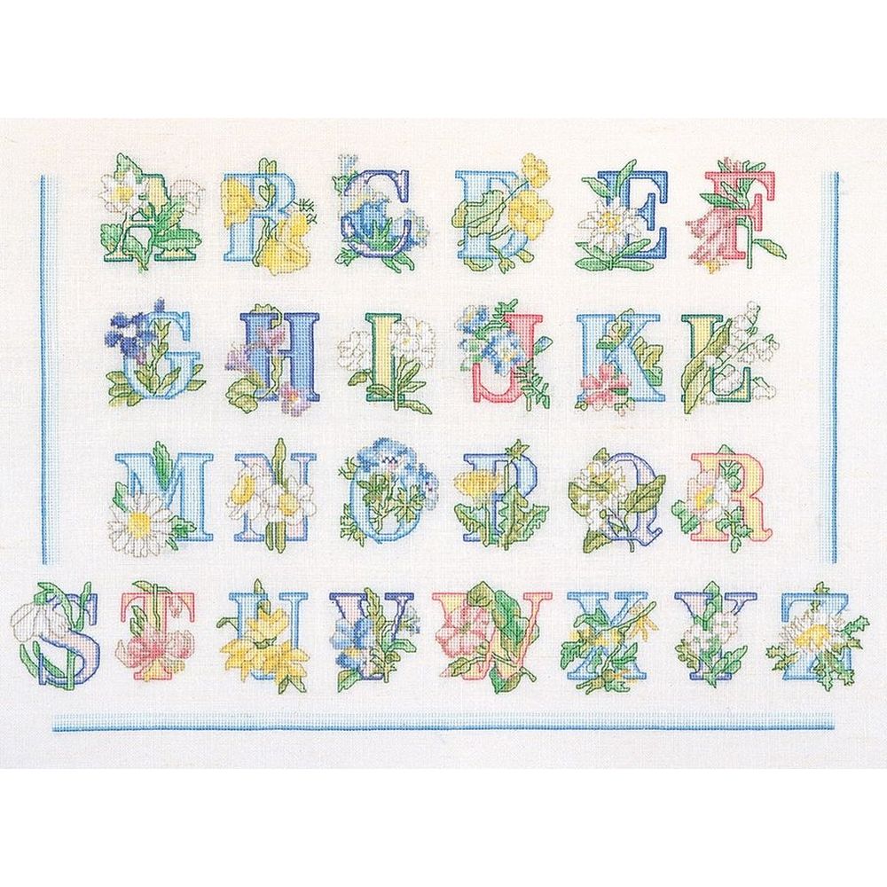 Thea Gouverneur 2089  kit point de croix  Alphabet floral  1