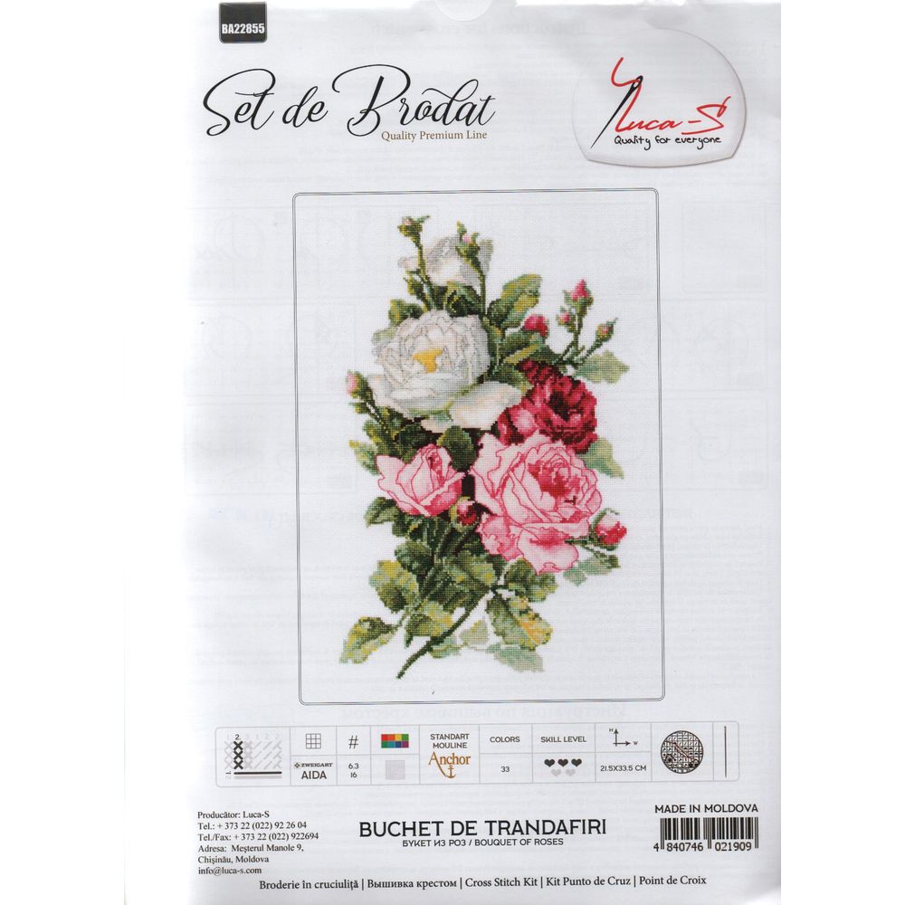 Luca-S  BA22855  kit point decroix  Bouquet de roses  2