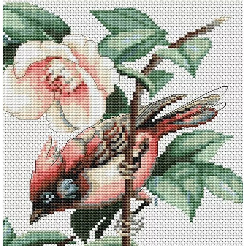 Luca-S B299  kit point de croix  Oiseau dans les fleurs  2