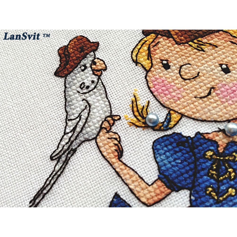 LanSvit D037  kit point de croix compté  Pirate et perroquet  7