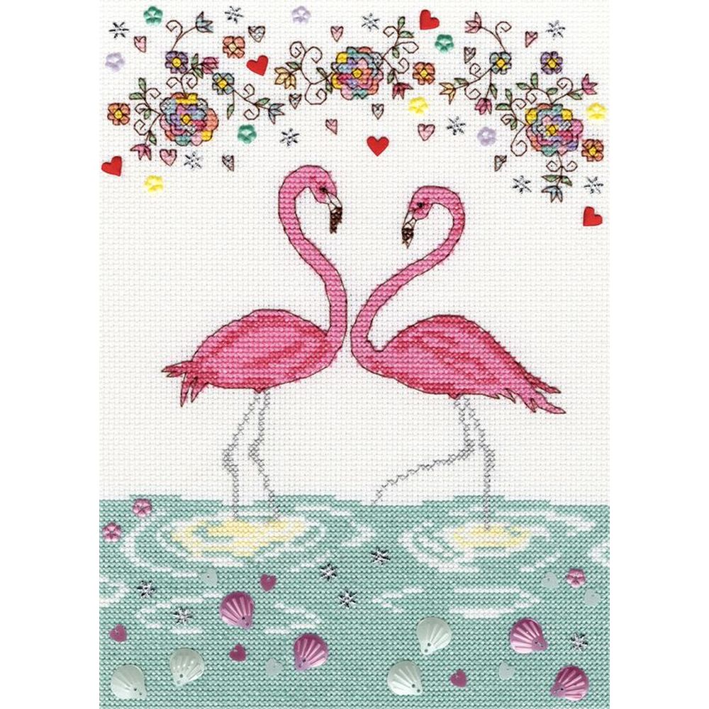 Bothy Threads  XKA9  kit point de croix  Love Flamingo