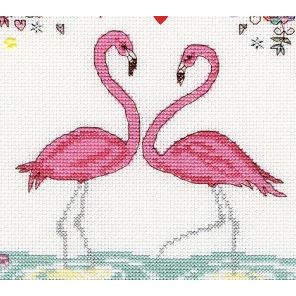 Bothy Threads  XKA9  kit point de croix  Love Flamingo  1