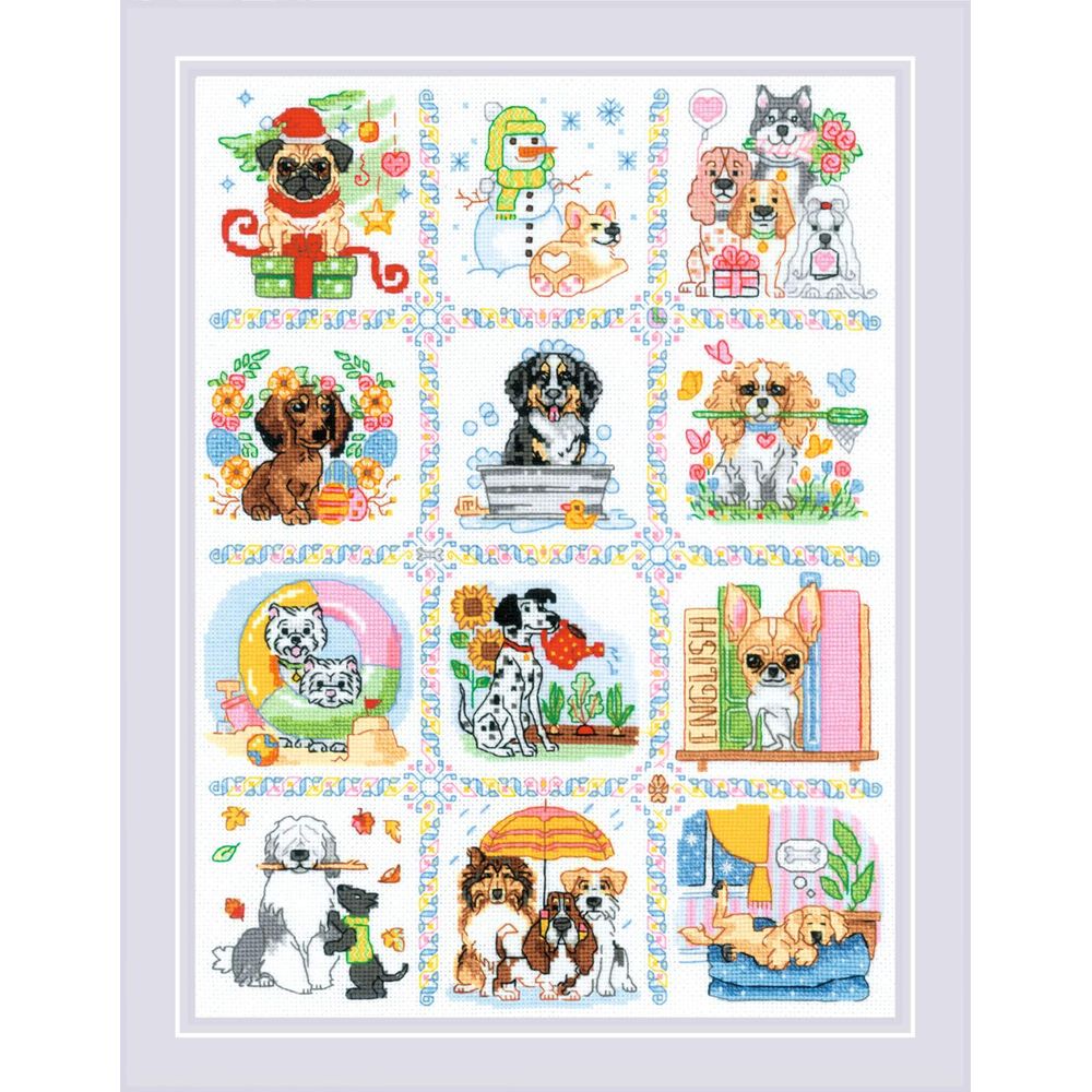 Riolis 2245  kit point de croix  Calendrier canin  3