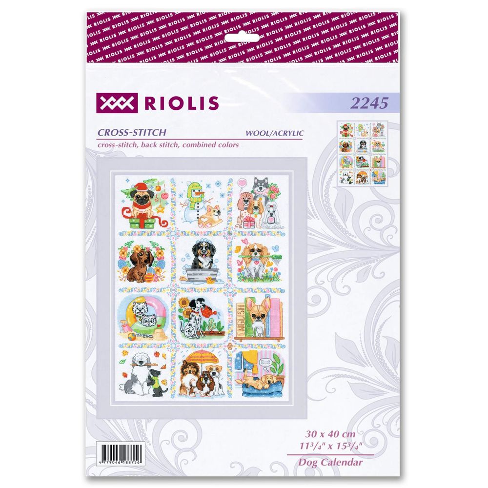 Riolis 2245  kit point de croix  Calendrier canin  1