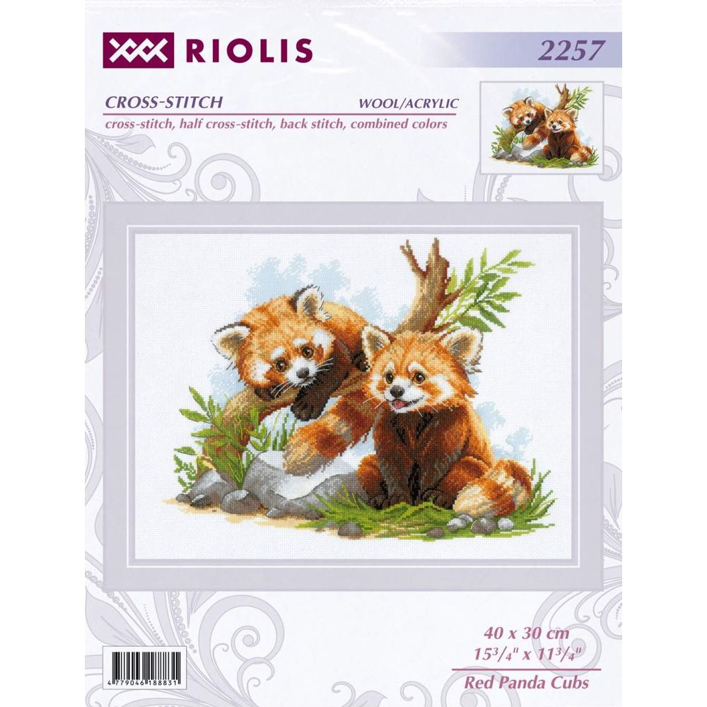 Riolis 2257  kit point de croix  Bébés pandas roux  6