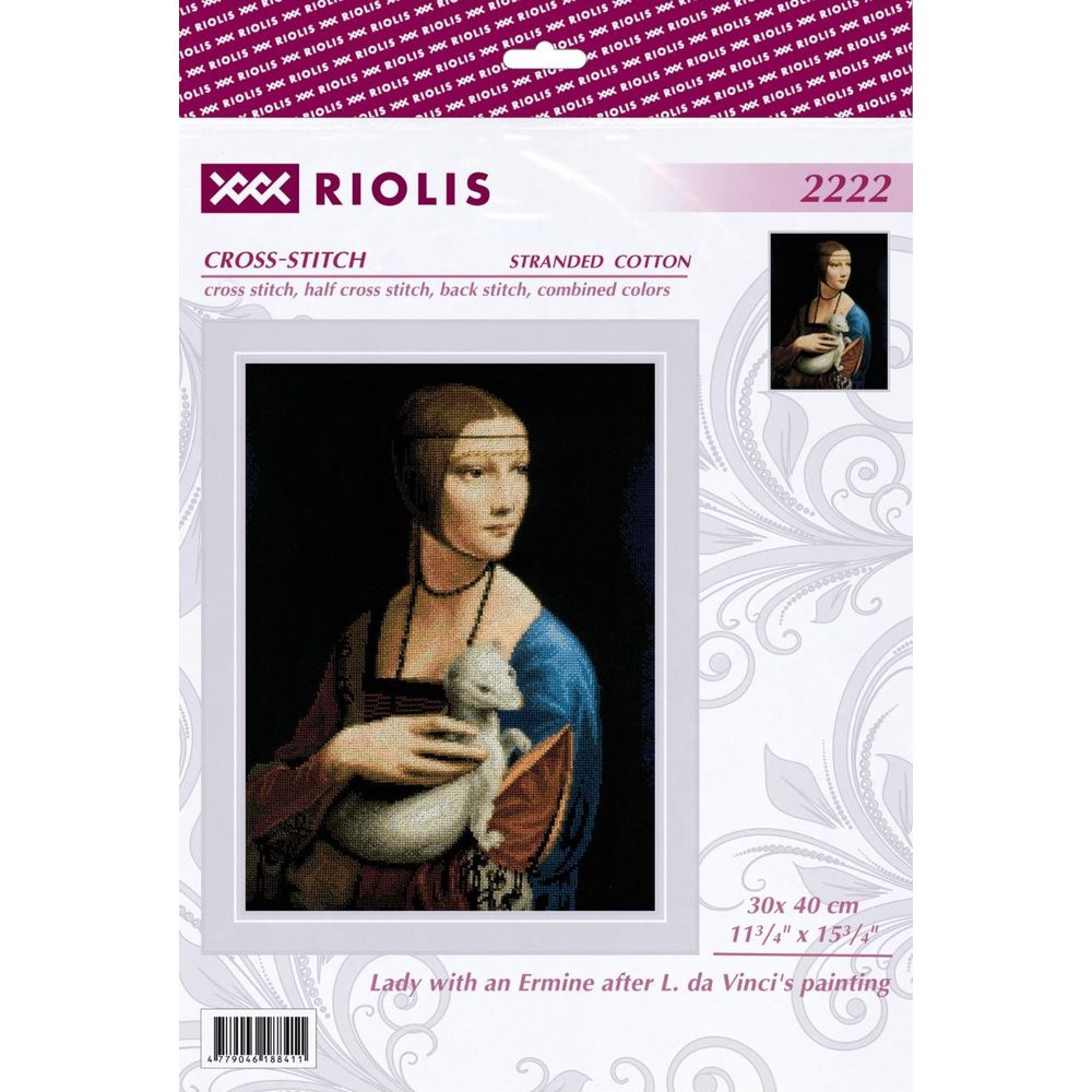 Riolis 2222  kit point de croix  Dame à lhermine daprès un tableau de L. de Vinci  1