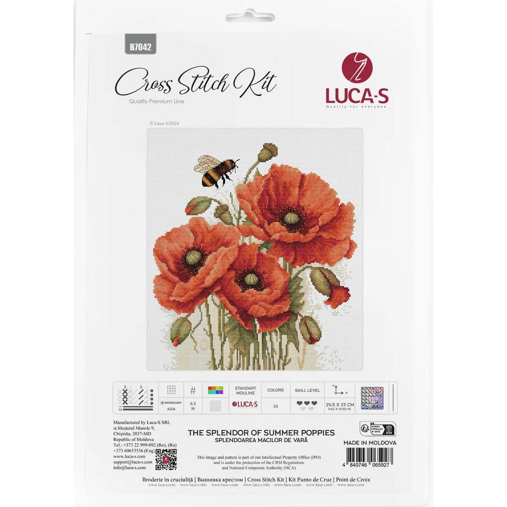 Luca-S B7042  kit point de croix  La splendeur des coquelicots  1