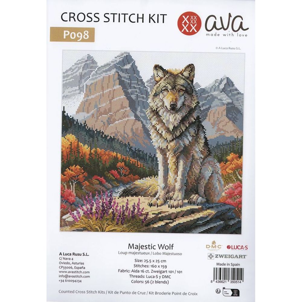 Ava P098  kit point de croix  Loup majestueux  4