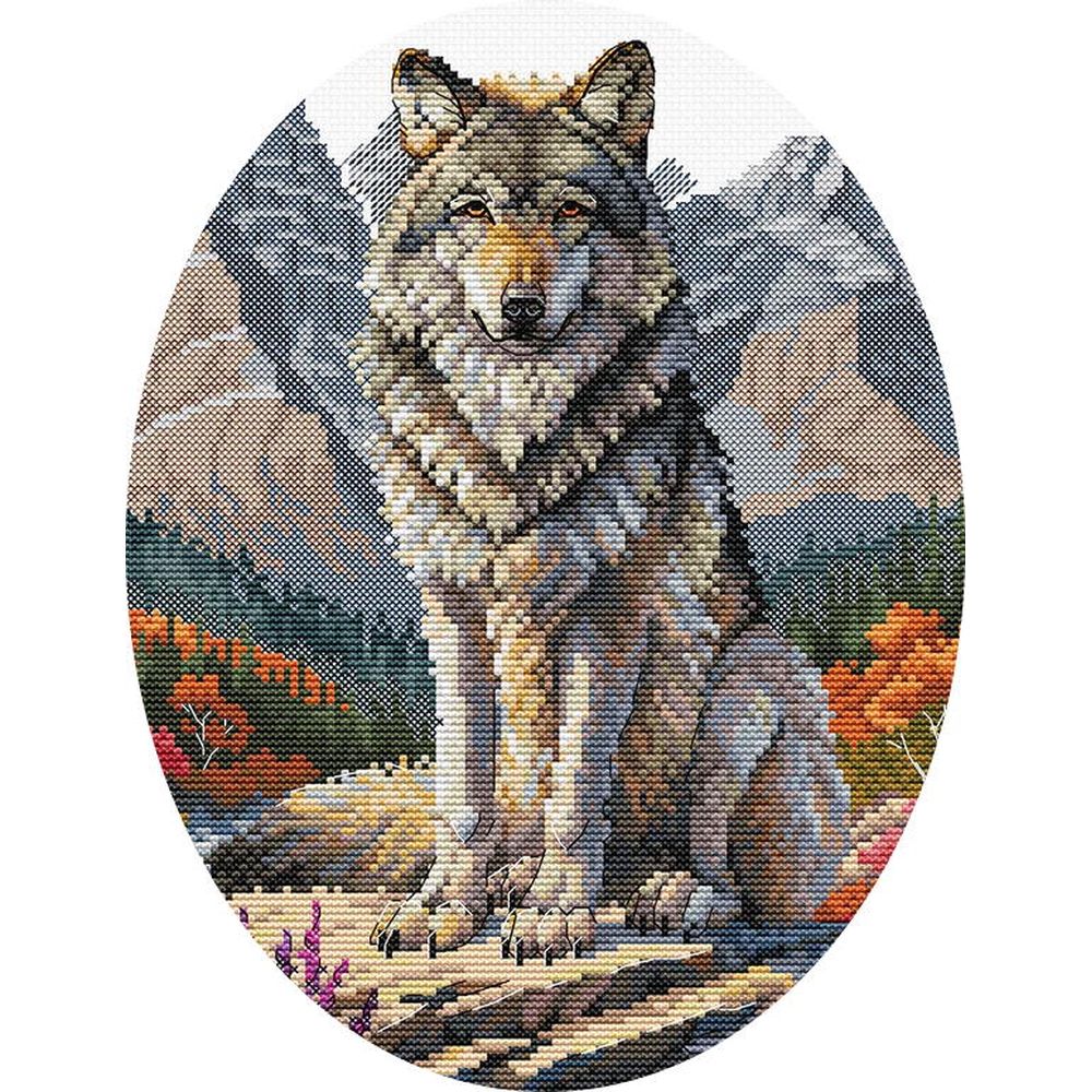 Ava P098  kit point de croix  Loup majestueux  1