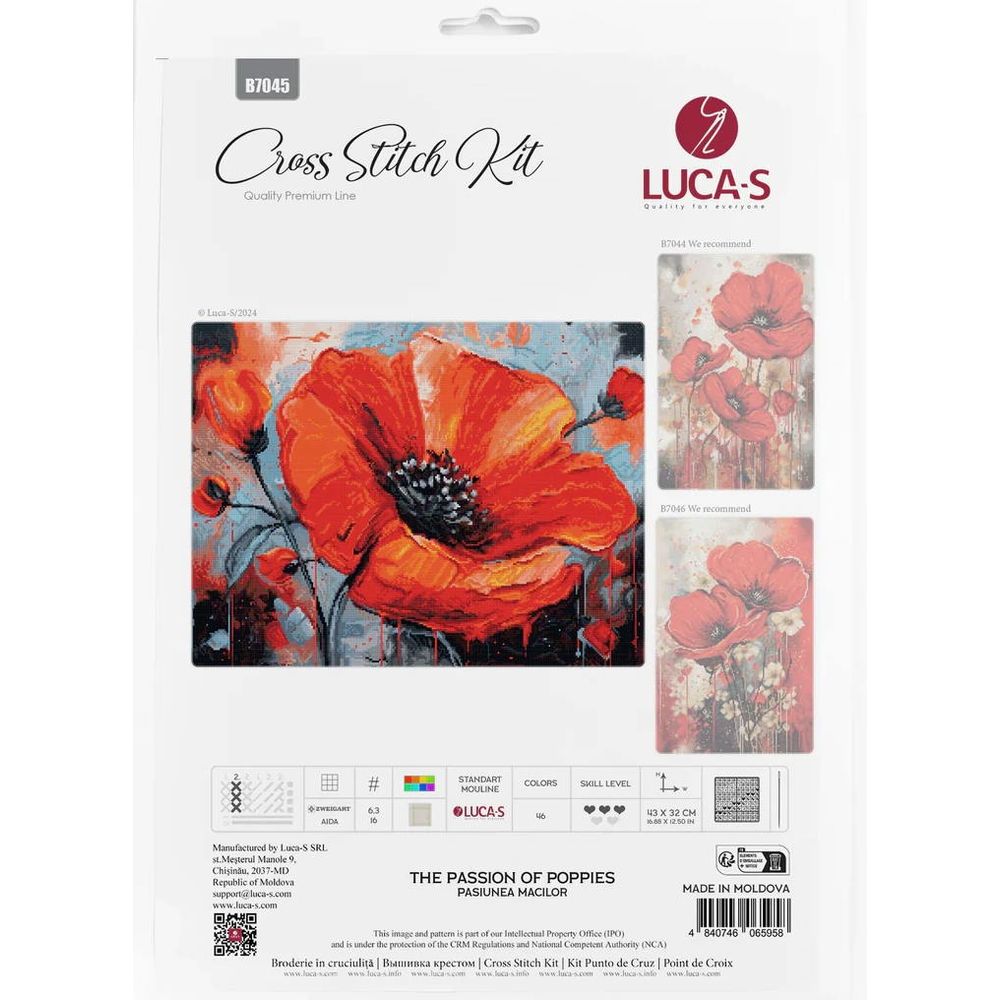 Luca-S B7045  kit point croix compté  La passion des coquelicots  1