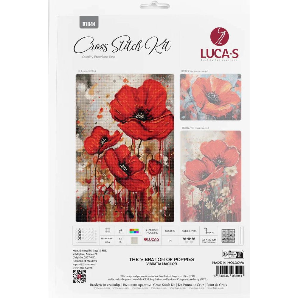 Luca-S B7044  kit point croix compté  La vibration des coquelicots  1