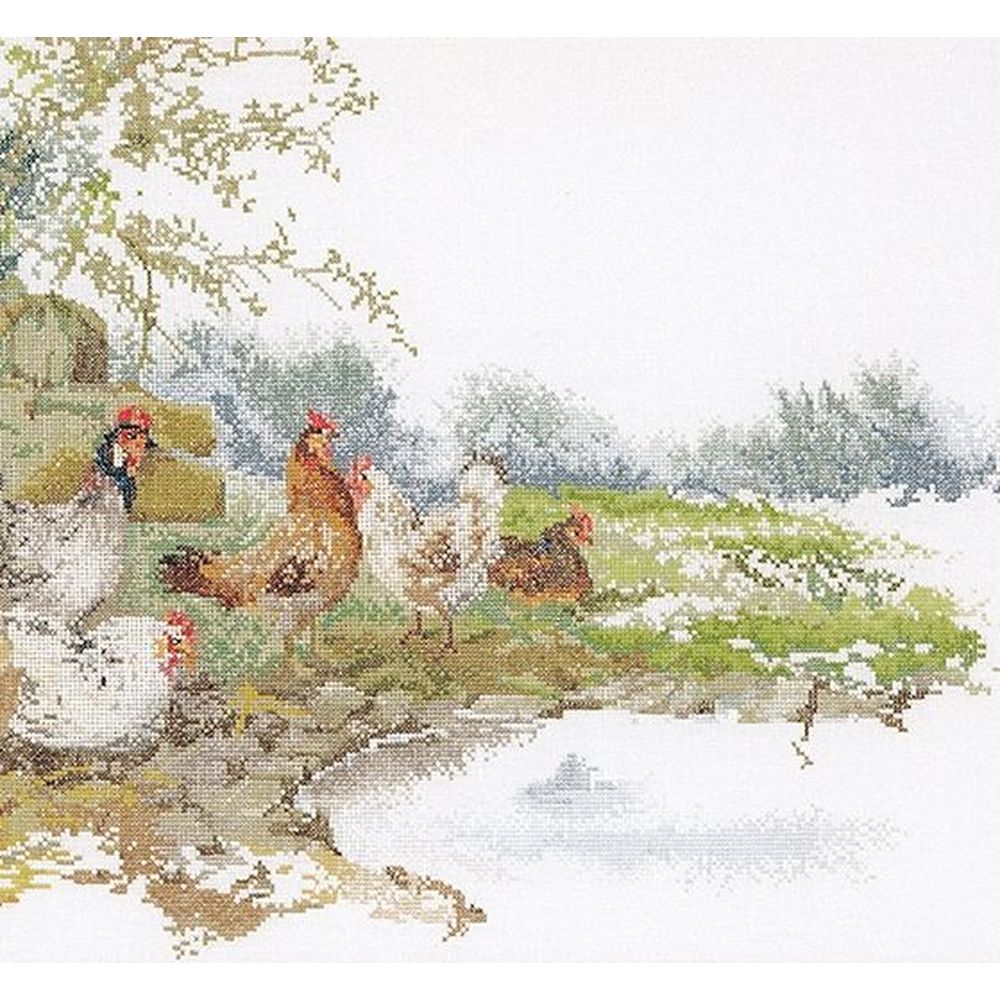 Thea Gouverneur 2038  kit point de croix compté  Chickens  2