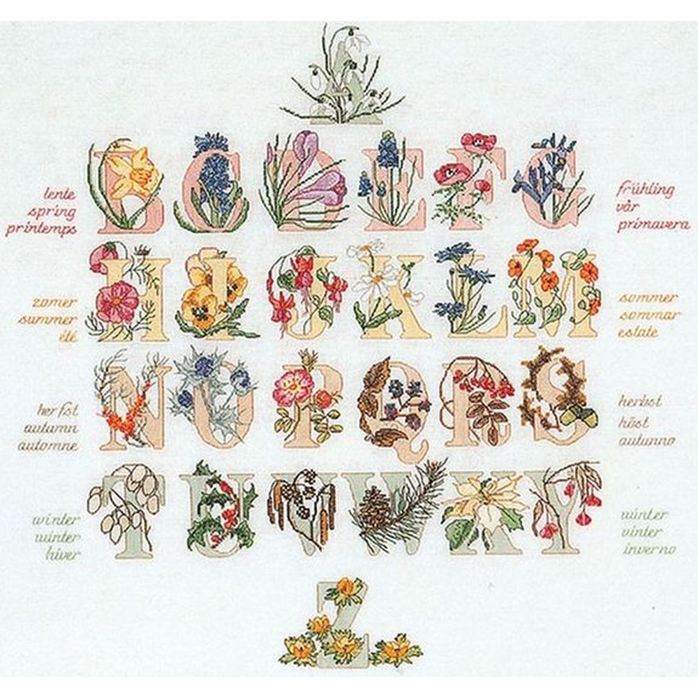 Thea Gouverneur 2025  kit point de croix compté  Alphabet floral