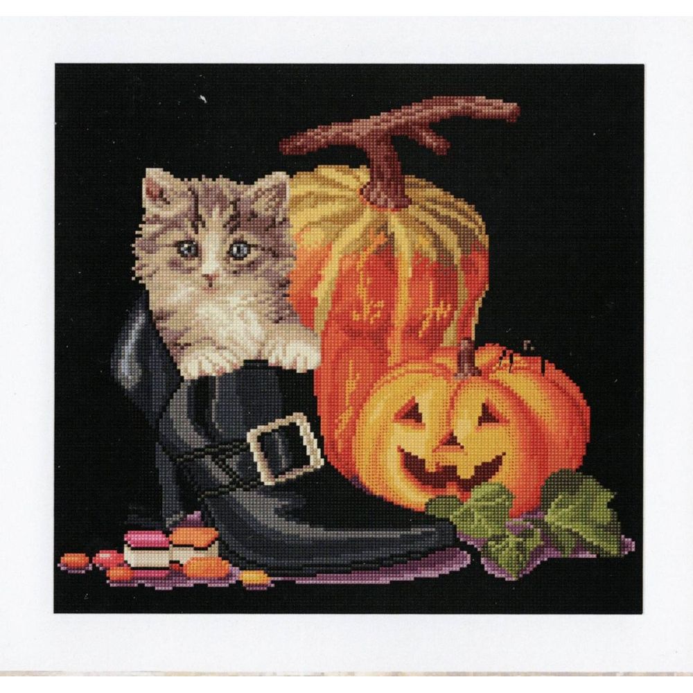 Thea Gouverneur 738-05  kit point croix  Halloween Kitten  4