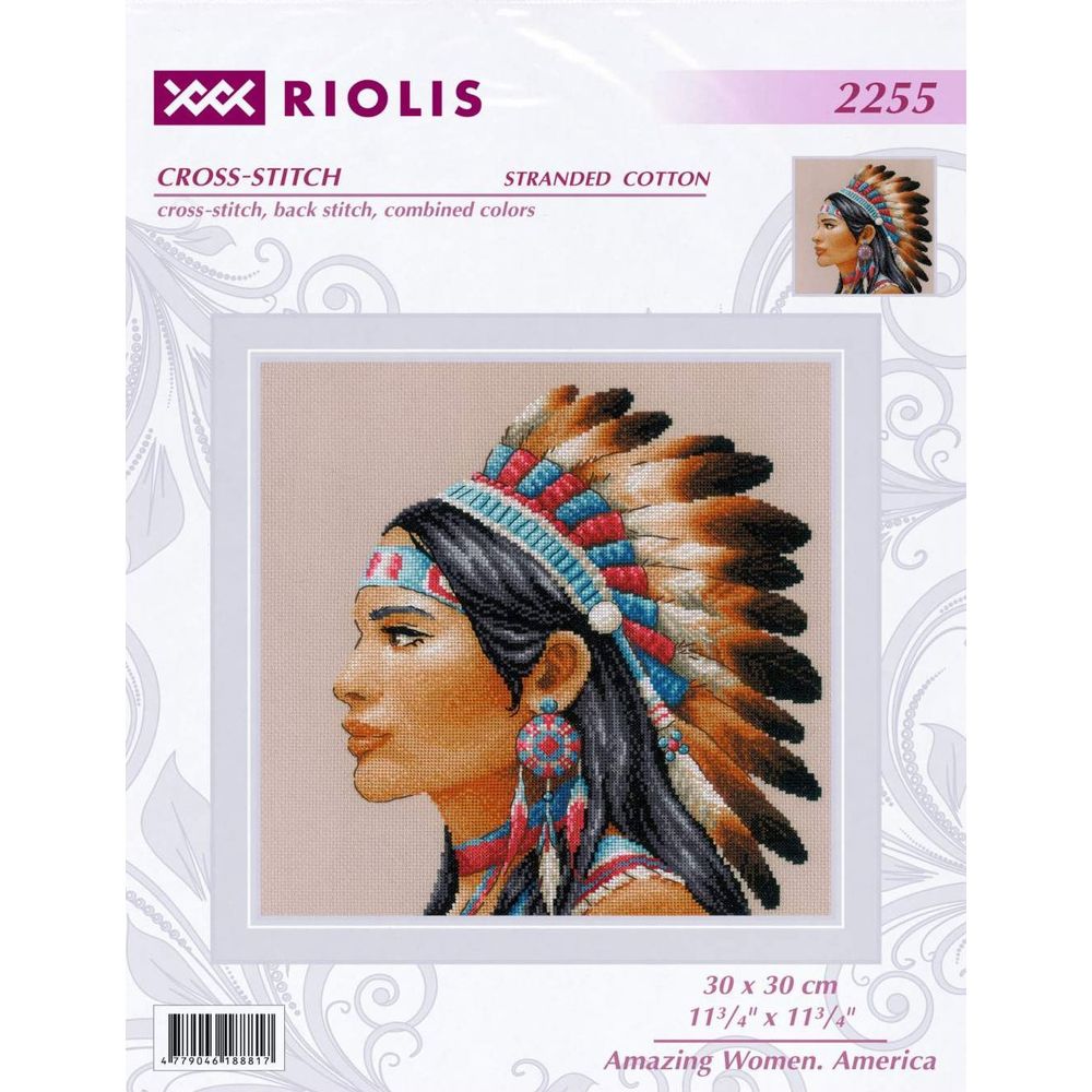 Riolis 2255  kit point croix  Femme Indienne  2