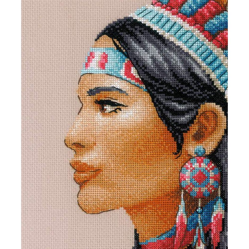 Riolis 2255  kit point croix  Femme Indienne  3