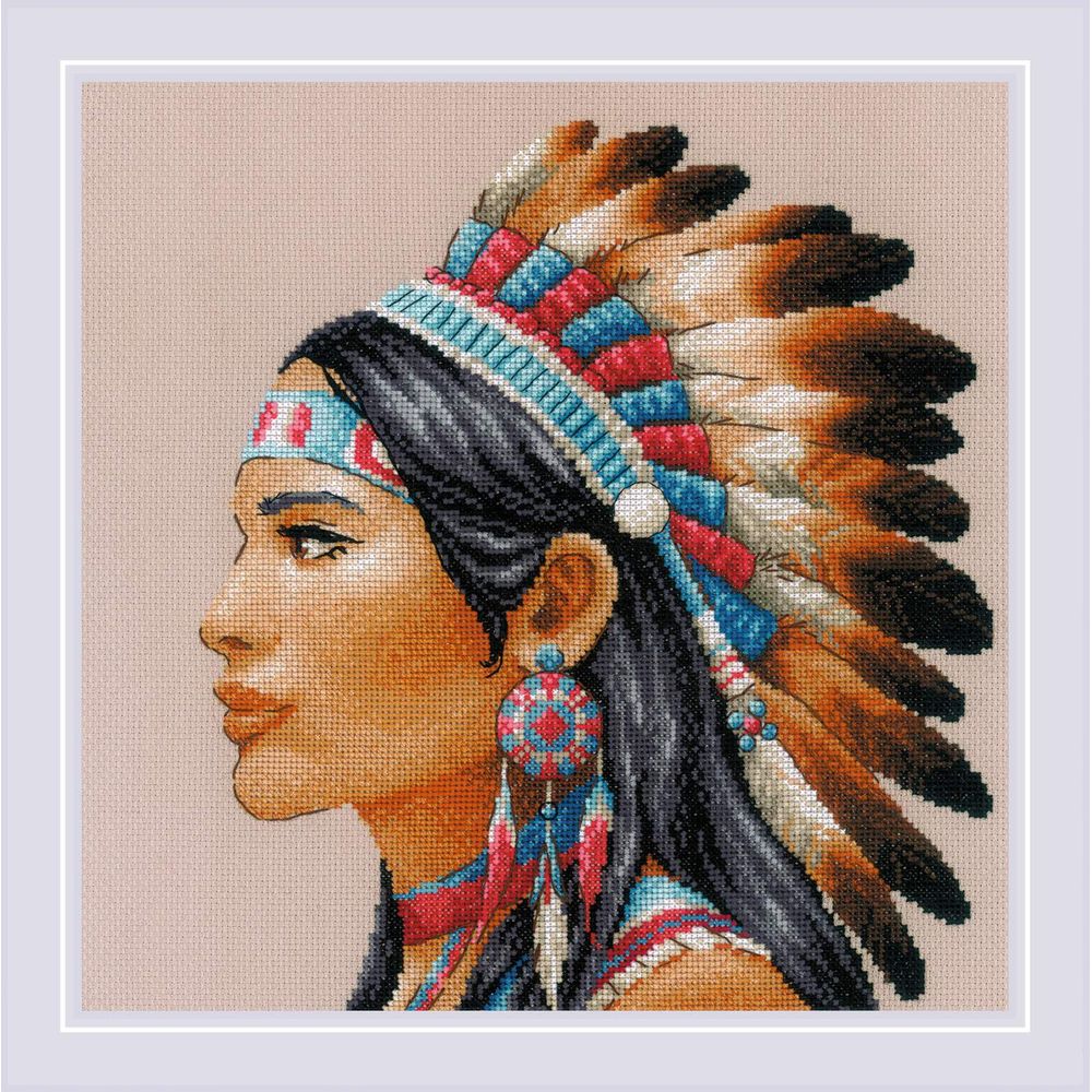 Riolis 2255  kit point croix  Femme Indienne  1