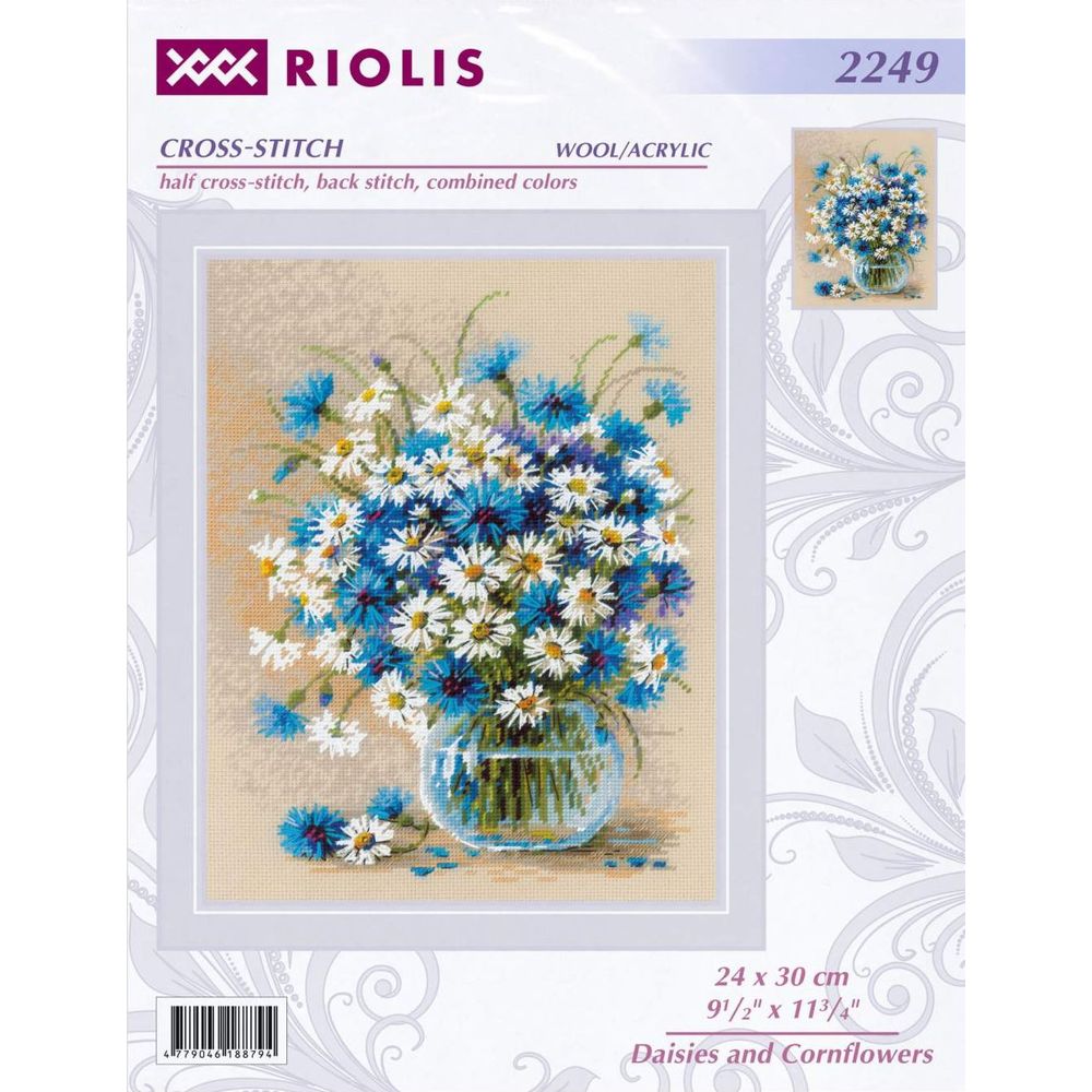 Riolis 2249  kit point croix  Marguerites et bleuets  2