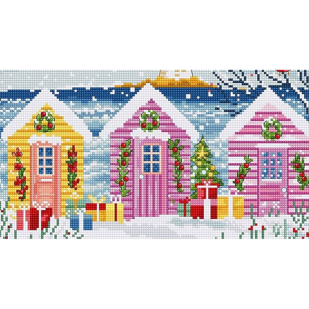 Letistitch 9915  kit point croix  chalets de mer enneigés  4