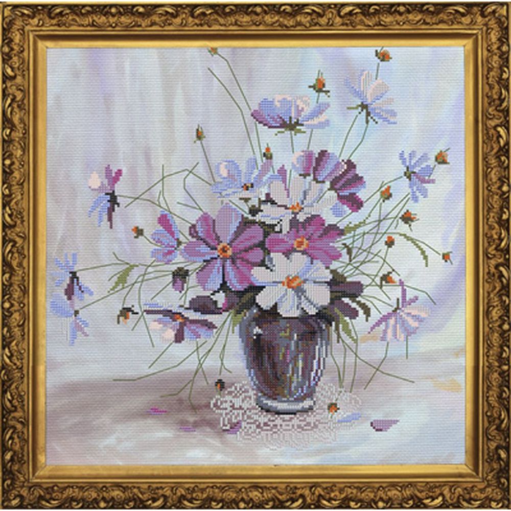 Nova Sloboda CP2054  kit point croix  Fleurs dans un vase  4