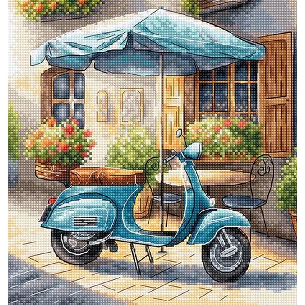 Ava P168  kit poinbt croix  Vespa bleu  1