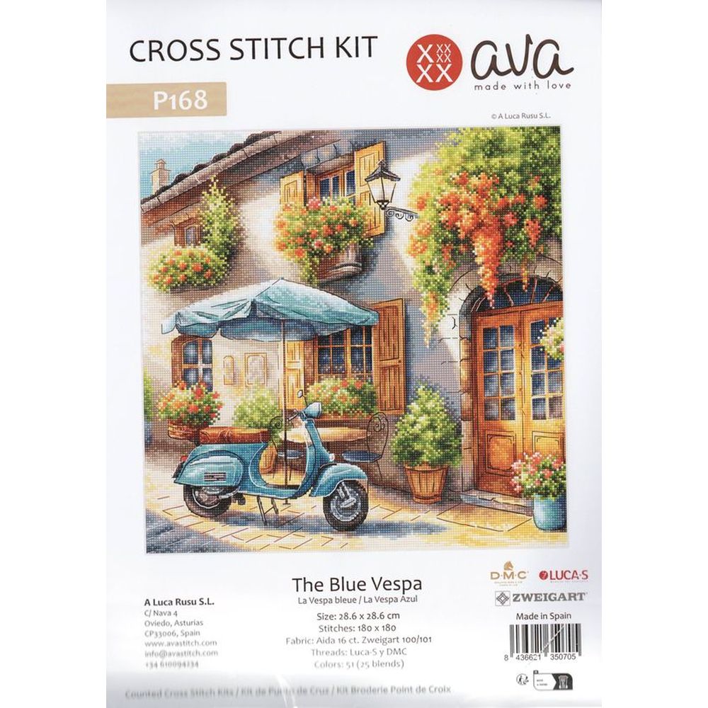 Ava P168  kit poinbt croix  Vespa bleu  4