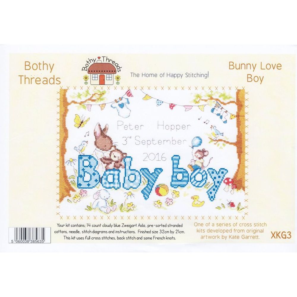 Bothy Threads XKG3  kit point croix  Bunny love  Boy  1
