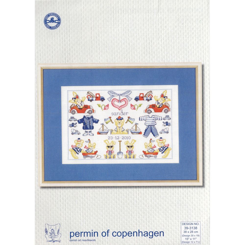 Permin of Copenhagen 39-3138  kit point croix  Tableau de naissance  marine  1