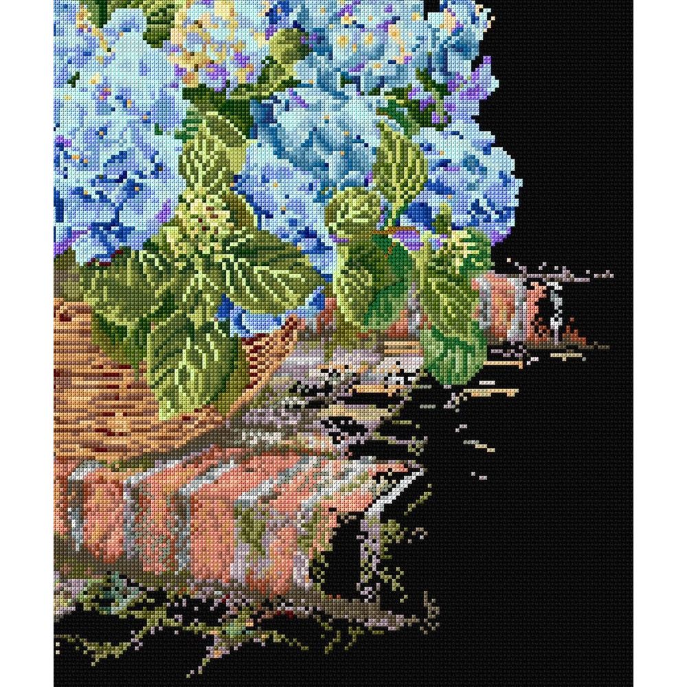 Thea Gouverneur 2046-05  kit point de croix  Hydrangea bleu  3