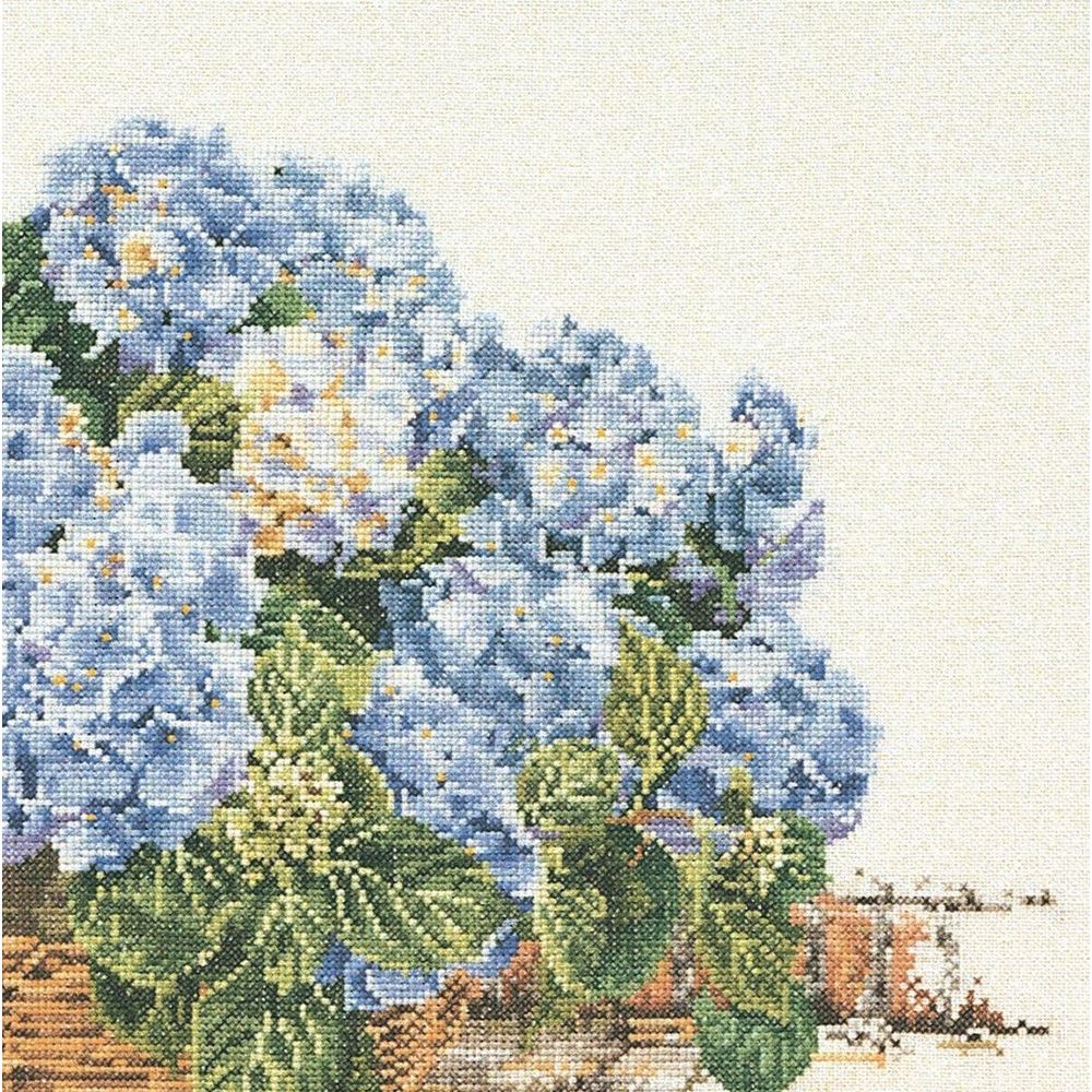 Thea Gouverneur 2046  kit point de croix  Hydrangea bleu  4