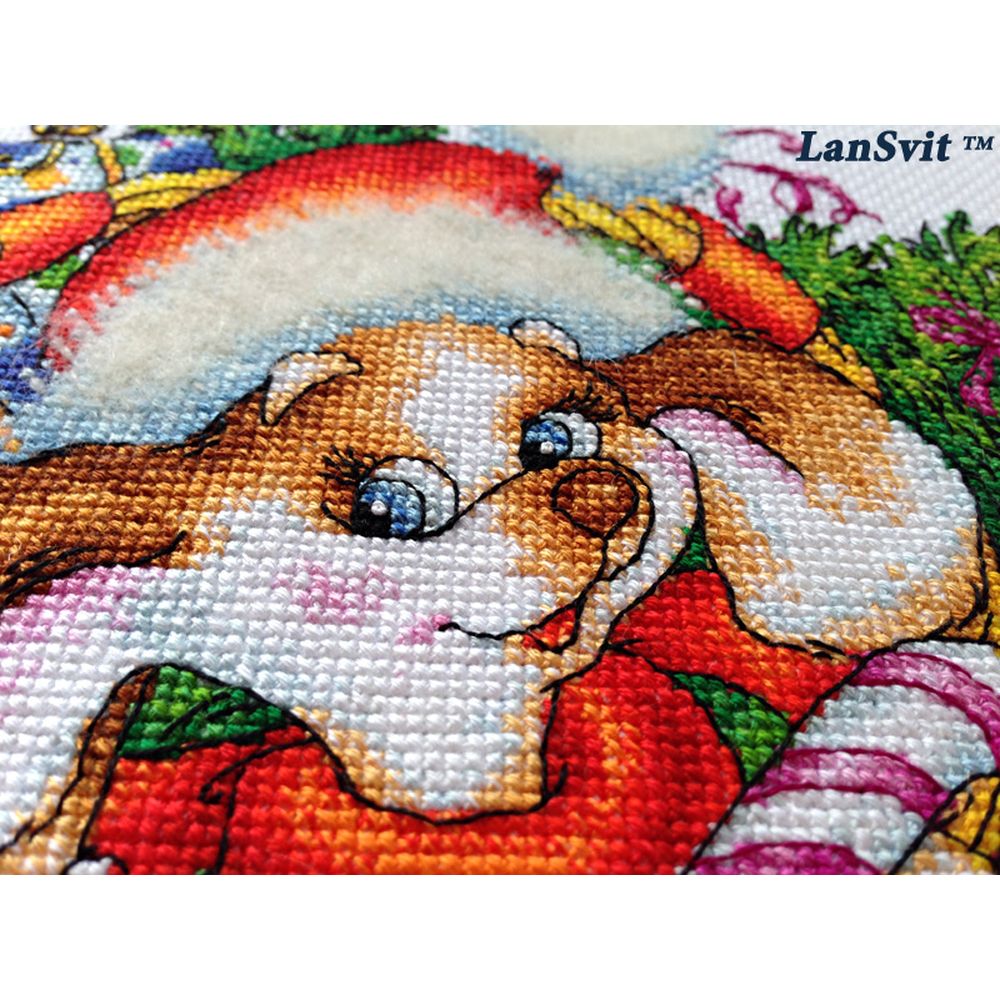 LanSvit D056  kit point de croix compté  Puppg de Noël  5