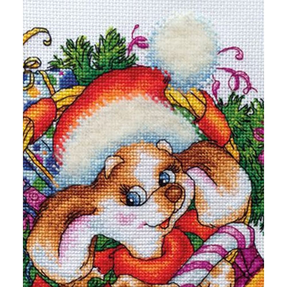 LanSvit D056  kit point de croix compté  Puppg de Noël  2