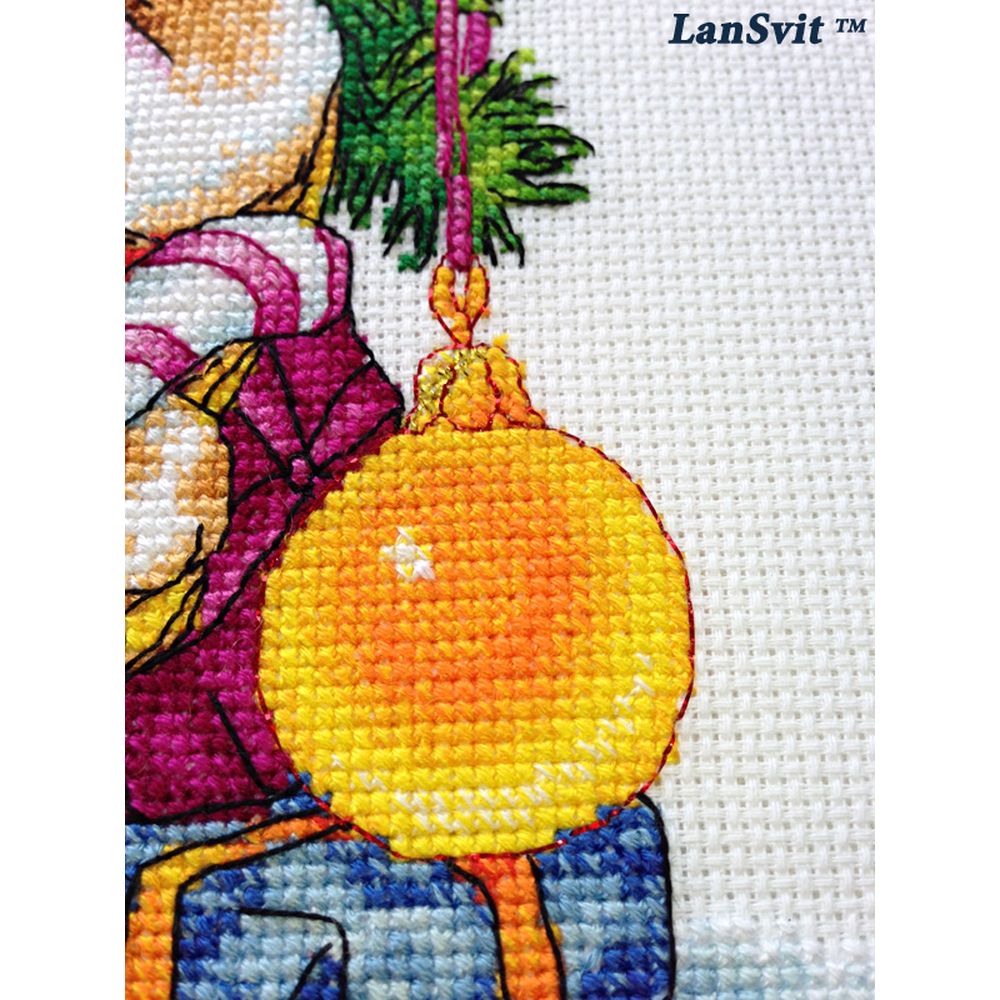 LanSvit D056  kit point de croix compté  Puppg de Noël  4