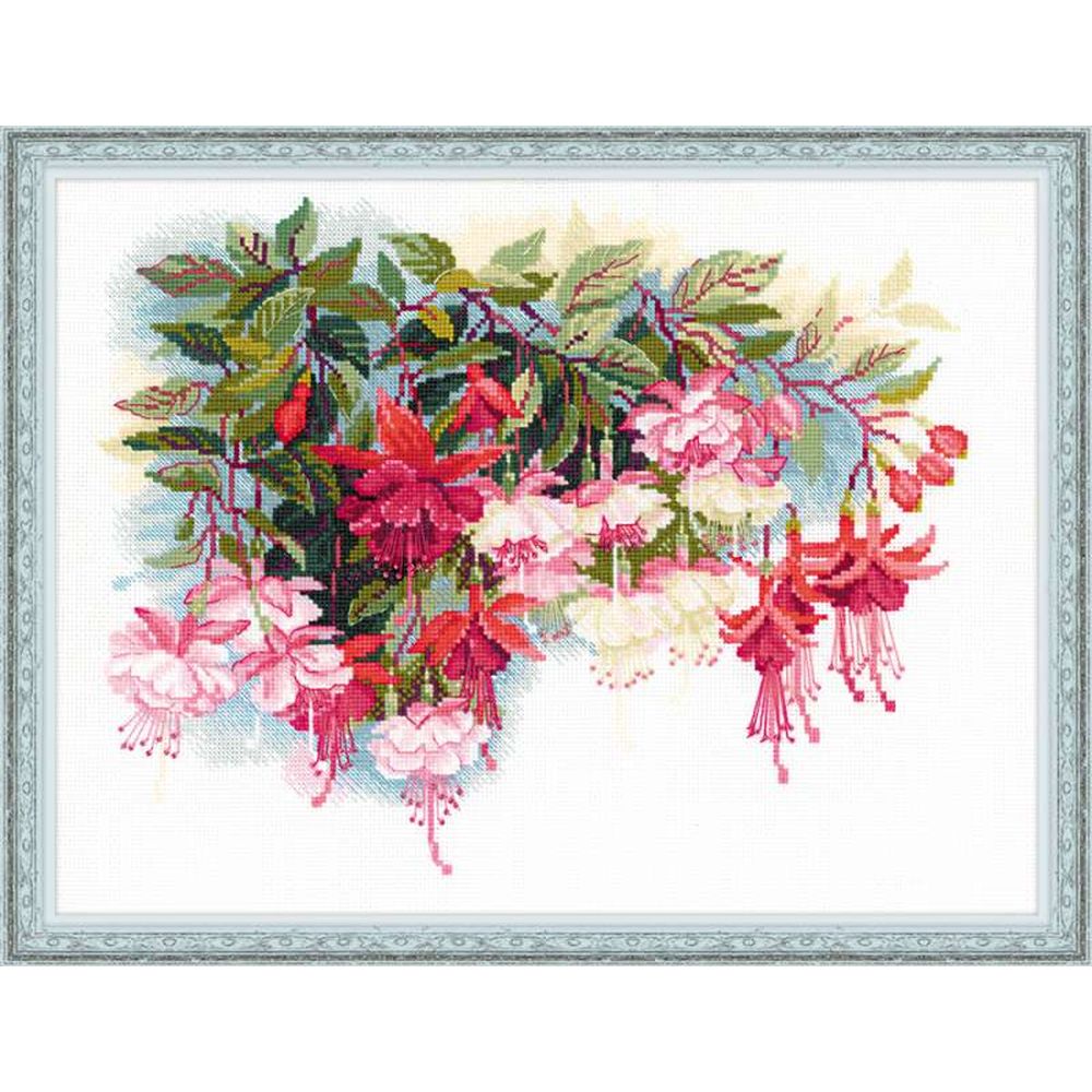 Riolis 1398  kit point de croix compté  Fleurs de fuchsias  1