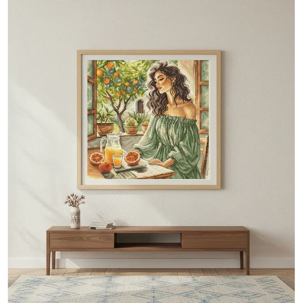 Ava P191  kit point de croix compté  Fenêtre sur le jardin  1