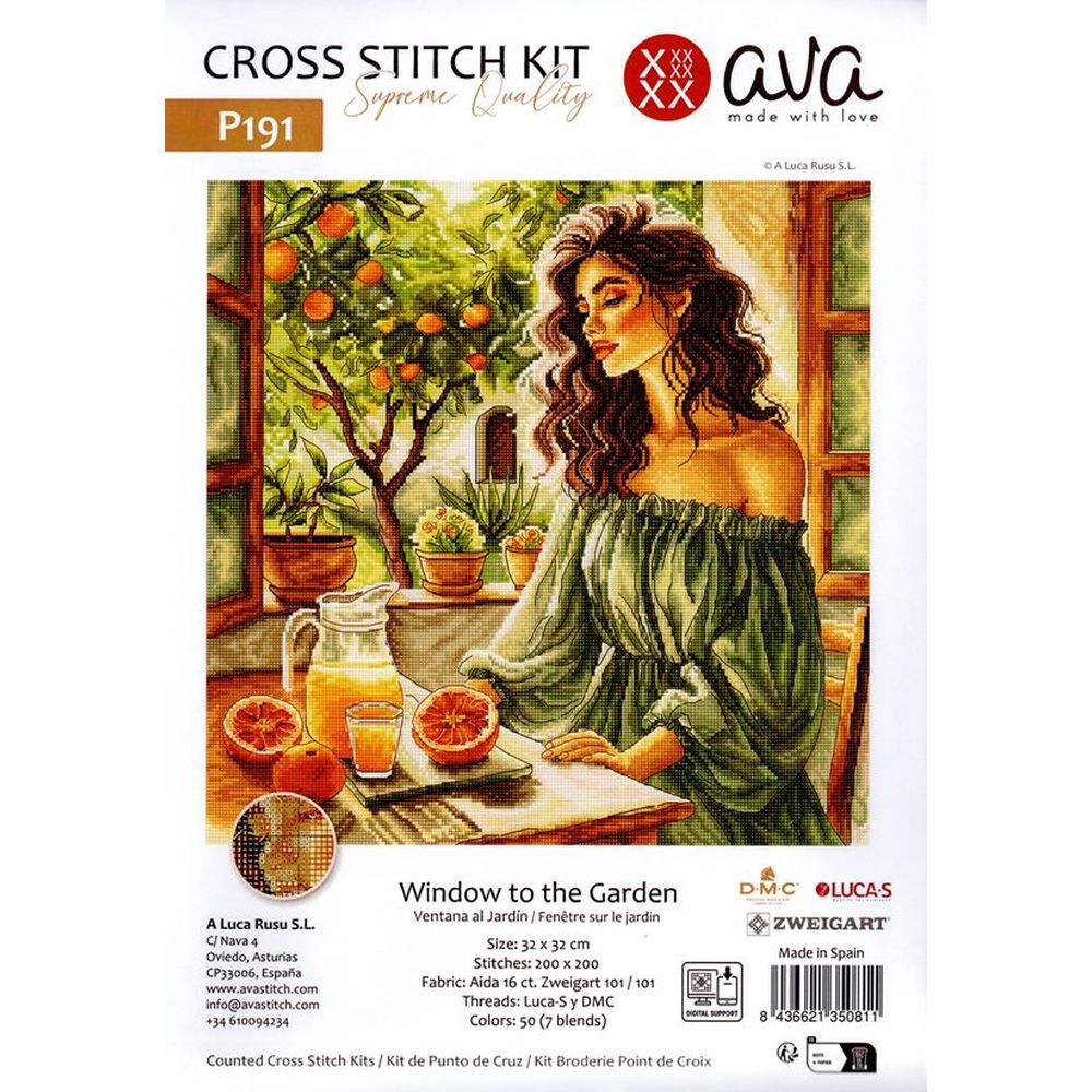 Ava P191  kit point de croix compté  Fenêtre sur le jardin  3