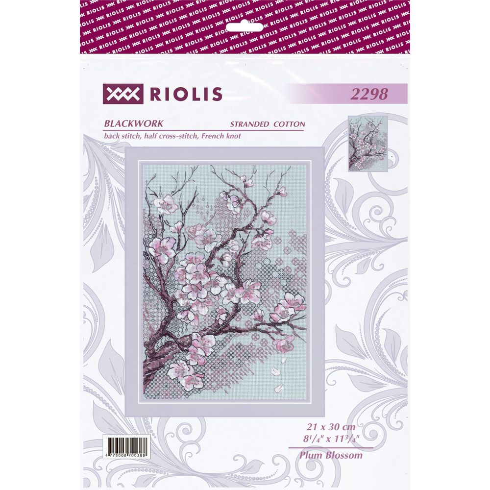 Riolis 2298  kit point croix  Fleurs de prunier  1