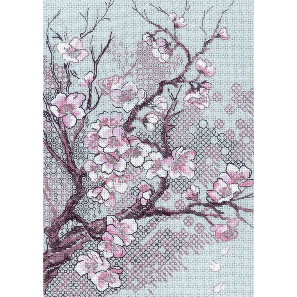 Riolis 2298  kit point croix  Fleurs de prunier
