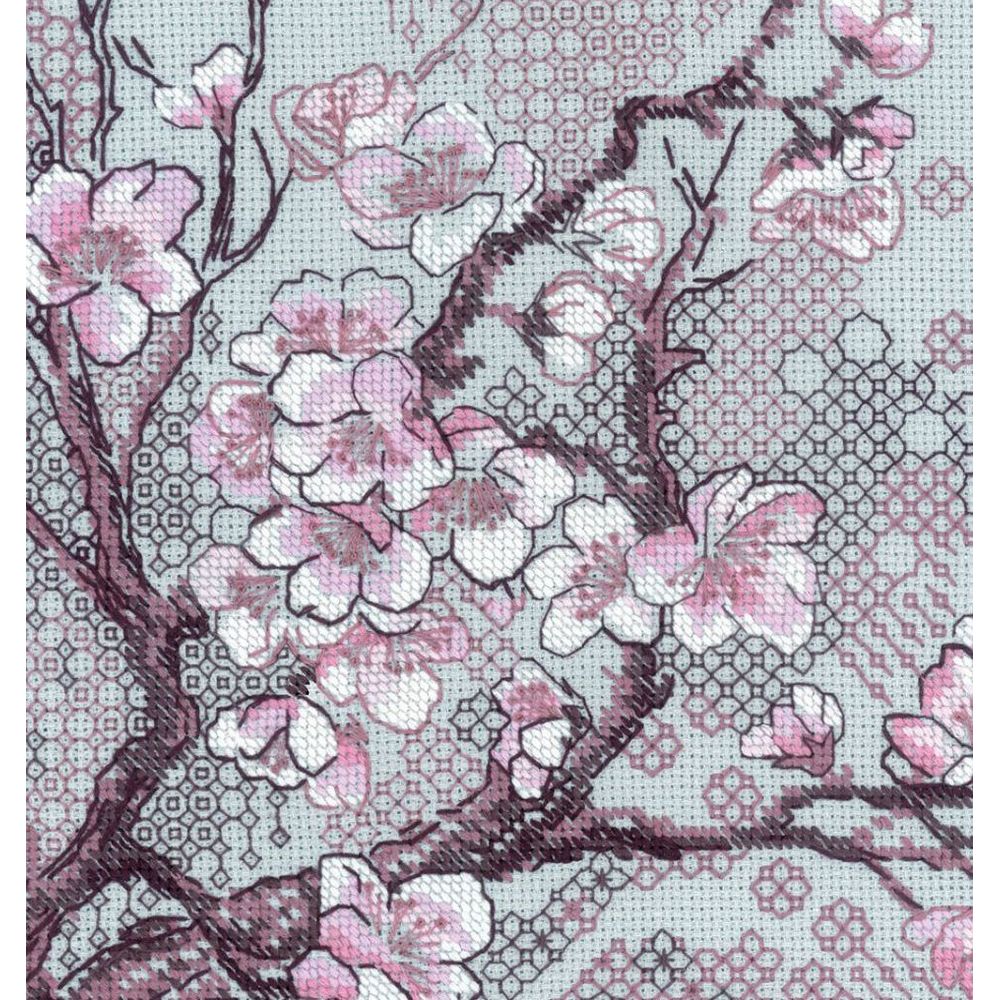 Riolis 2298  kit point croix  Fleurs de prunier  3