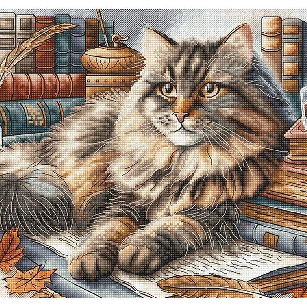 Ava P089  kit point croix  Le chat sage  1