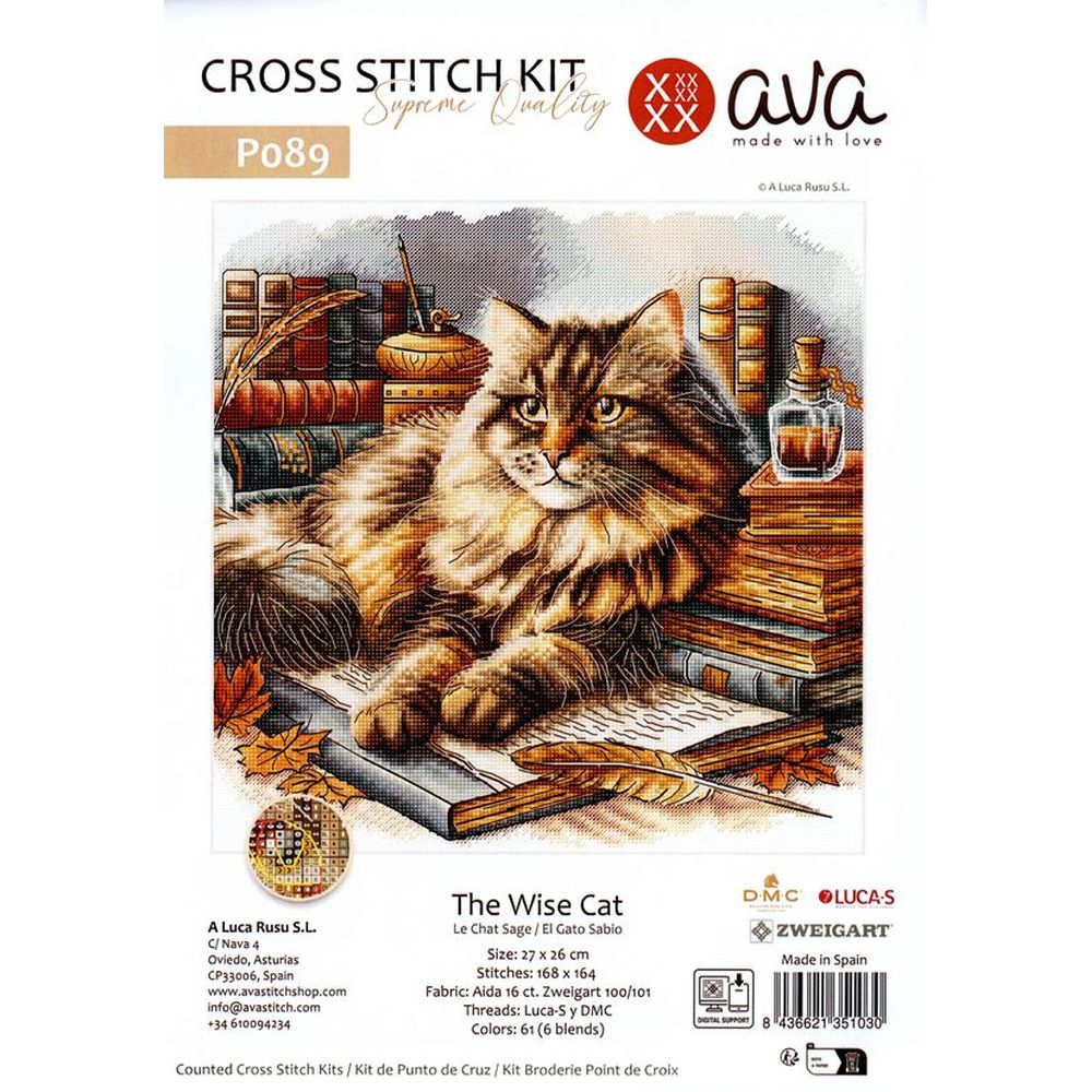 Ava P089  kit point croix  Le chat sage  2